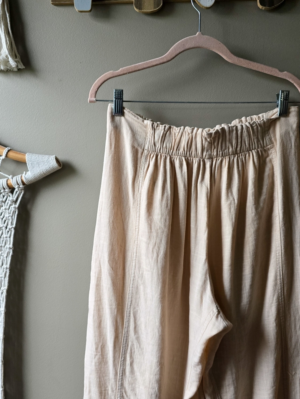 Free People Day's End Linen Pull-On Pants Sand Dollar - Picture 9 of 10